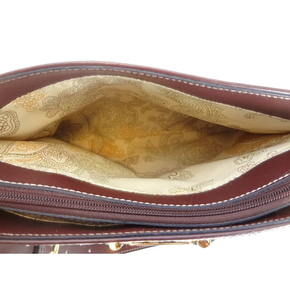 Vintage Etienne Aigner Shoulder Bag Medium Brown Beige Good Woven Leather Straw